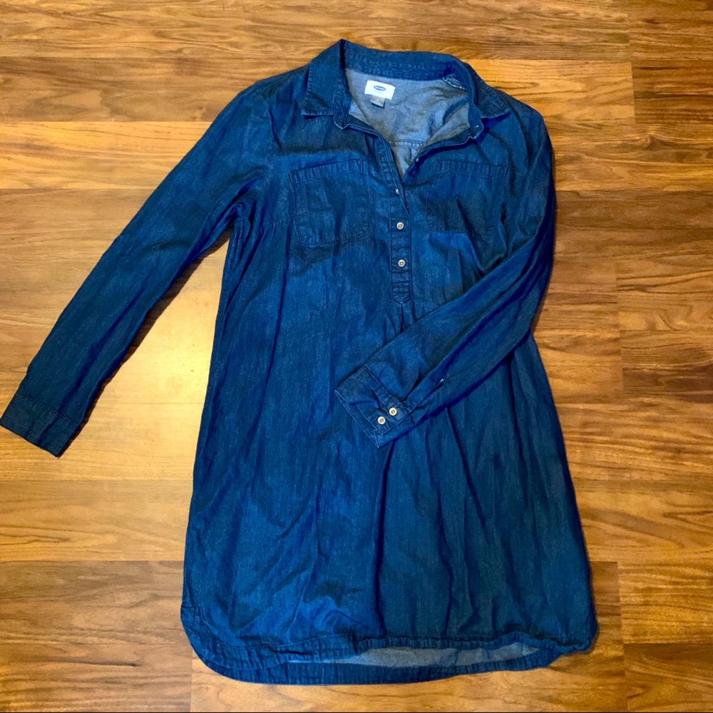 Denim Long Sleeved Shift Dress